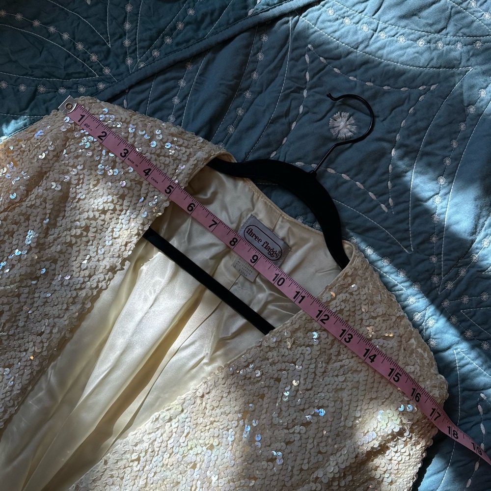 Grace Elements Cream Sequin Open Jacket With Blac… - image 6